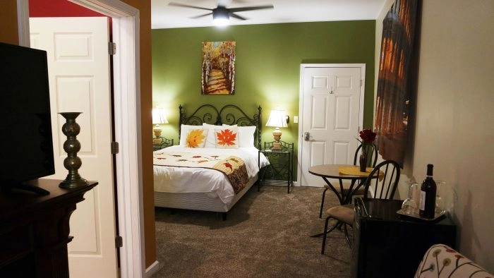 autumn in italy room, from view from bathroom