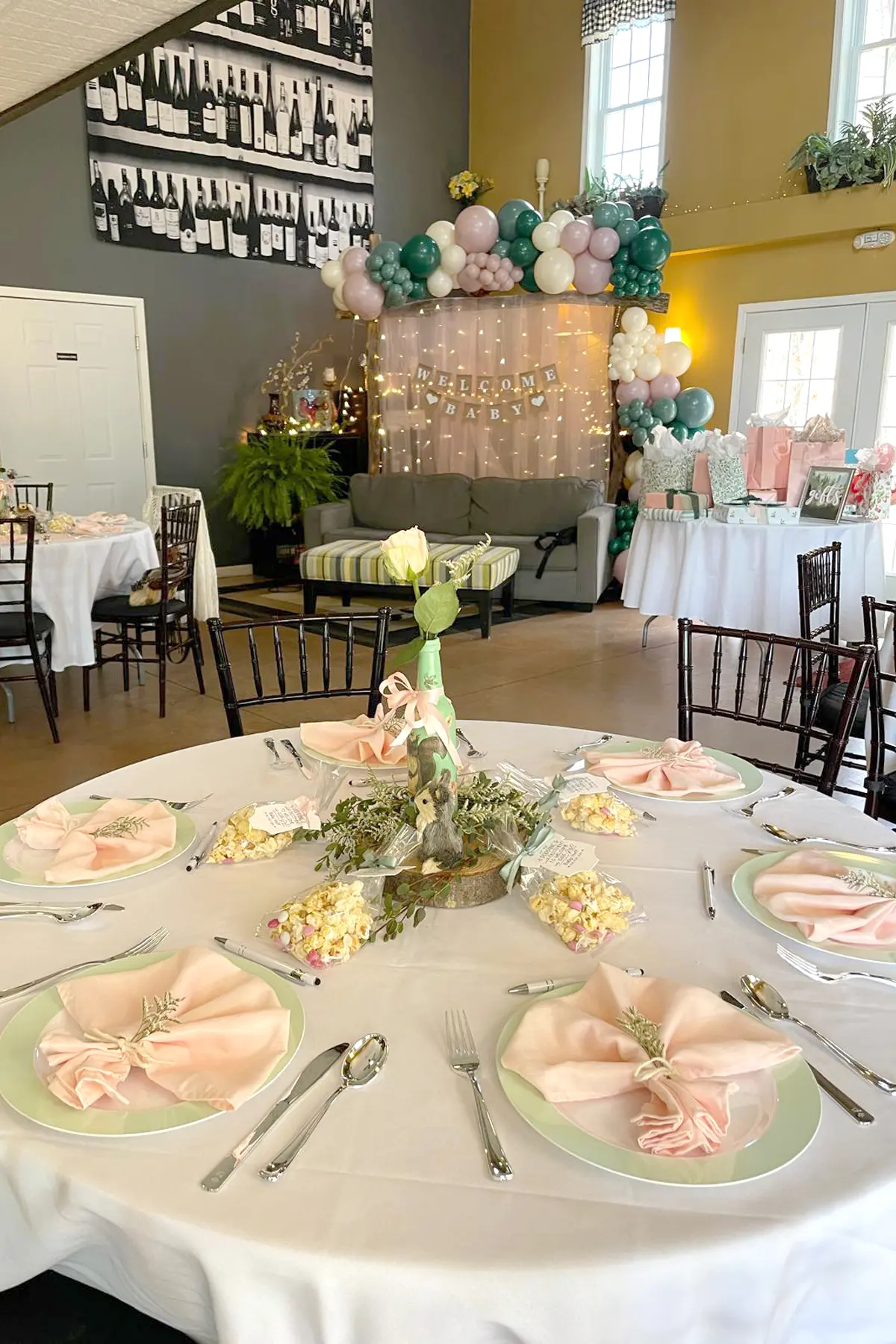 baby shower at the gathering event area at deer creek winery at brooks estate