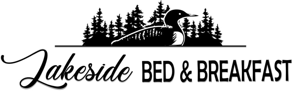 Florance Lakeside Bed and Breakfast - silhouette illustration of lake , duck, and conifer trees