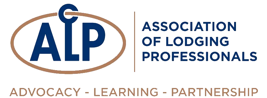 The logo for the association of lodging professionals advocates learning and partnership.
