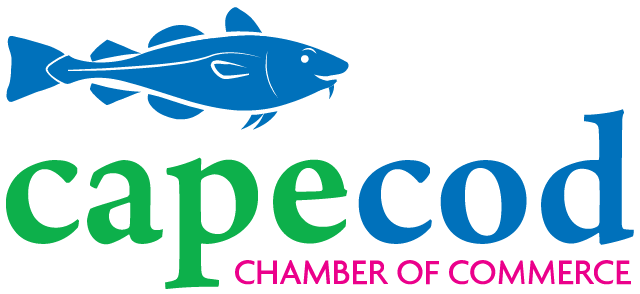 The capecod chamber of commerce logo has a blue fish on it.
